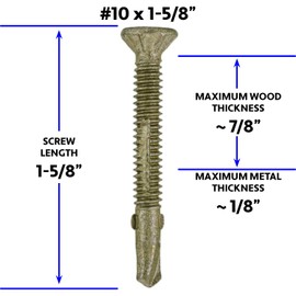 10x1-5/8 Reamer Tek Torx/Star Head Self-Drilling Wood to Metal Screws - for Flatbeds, Trailers - T-30 Torx Screw Head 1 Pound 113 Screws
