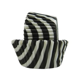 Regency Wraps Greaseproof Professional Grade Baking Cups, Pack of 40, Standard Liners, Black/White Stripe, for Cupcakes, Muffins, Candy, Non Stick