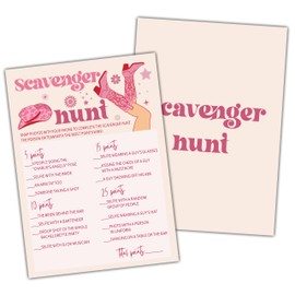 Nashville Bachelorette Party Games, Scavenger Hunt Rustic Bridal Shower Game Card, Western Cowgirl Themed Wedding/Engagement Party Ideas Activities Supplies Decorations(25 Cards) -C04