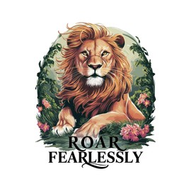 Roar Fearlessly Brave Bold Inspiring Fearless Like Lion Animal Wall Art Sticker Designs Vinyl Stickers for Home House Walls Rooms Windows Bedroom Decoration Size (28x28 inch)