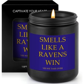 Smells Like A Baltimore Win Scented Candle Football Themed Merch Fan Shop Men Women Sport Stuff Gear Decor Ravens Team Accessories Guy Him Brother Dad Friend Boyfriend Birthday Unique Cool Funny Gift