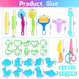 31-Piece Kneading Accessory Set, Kneading Tool for Children, Robust Plasticine Tools, Kneading Accessories for Creative Kneading with Shapes and Fun