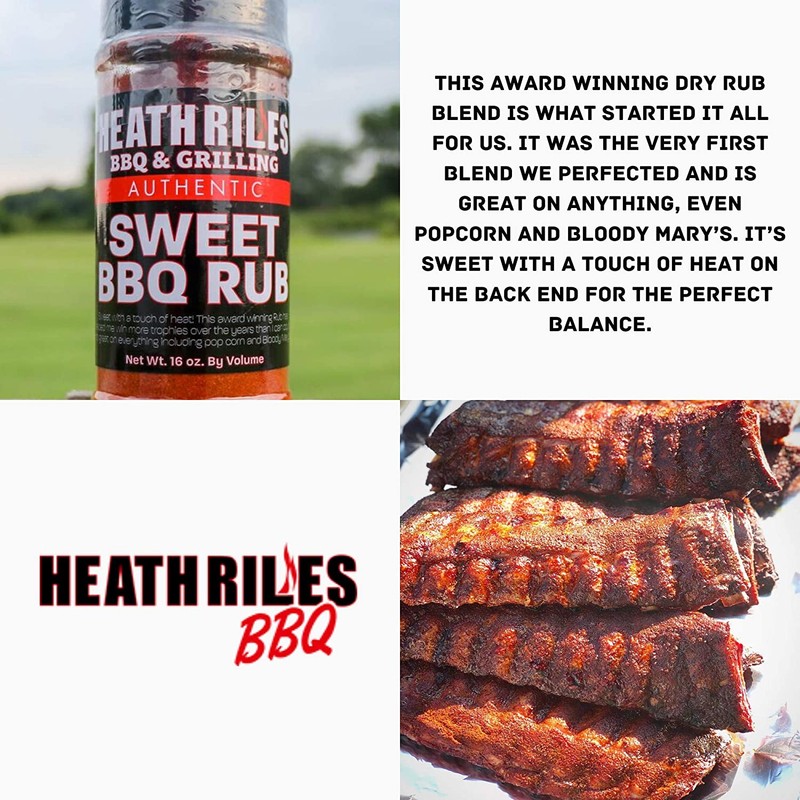 Heath Riles BBQ Sweet BBQ Rub Seasoning, Champion Pitmaster Recipe,