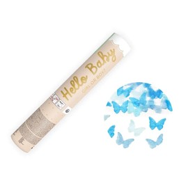 4 x Konfetti Streamer Cannon Bomb Confetti Cannon Gender Reveal Car Decoration (Boy Butterflies, 20 cm)