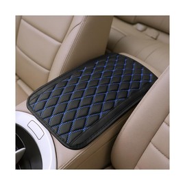Zpana Car Center Console Cover, Scratch-Resistant Leather Vehicle Armrest Seat Storage Box Protector Cushion, Comfortable Automotive Interior Armrest Pad Mat, Universal Fit (Black/Blue)