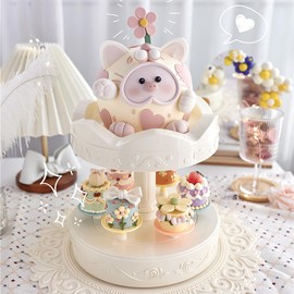 Postre Giratorio Conductor de Sushi Carrusel Automático Gire la Máquina de Postres Mesa de Exhibición de Pasteles Mesa de Decoración de Fiesta de Cumpleaños para Suministros de