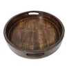 Wooden Rustic Serving Tray Platter with Handle Hand-Carved Rustic Round