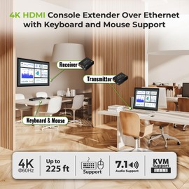 IOGEAR 4K HDMI Console Extender Over Ethernet with Keyboard Mouse Support, Extend up to 225 ft Over Cat5e/6/6a Cable, GCEH4K