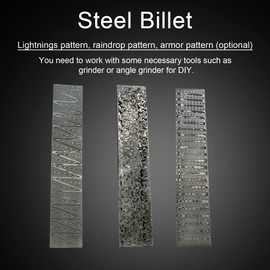 Sunydog Damascus Steel Billet Patterned Steel Cutter Making Bar Embryo Forging Materials Quenched Smoothed for Home Cutter DIY Multipurpose Material