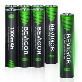 BEVIGOR AAA Batteries Rechargeable 8 Pack,1100 mAh High Capacity and Low Self Discharge, Ni-MH Rechargeable AAA Batterries,1.2V Triple AAA Batteries for Cordless Phone etc