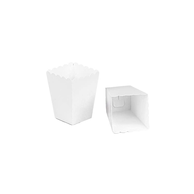 White Popcorn Boxes Mini Paper Popcorn Containers for Party,24 PCS