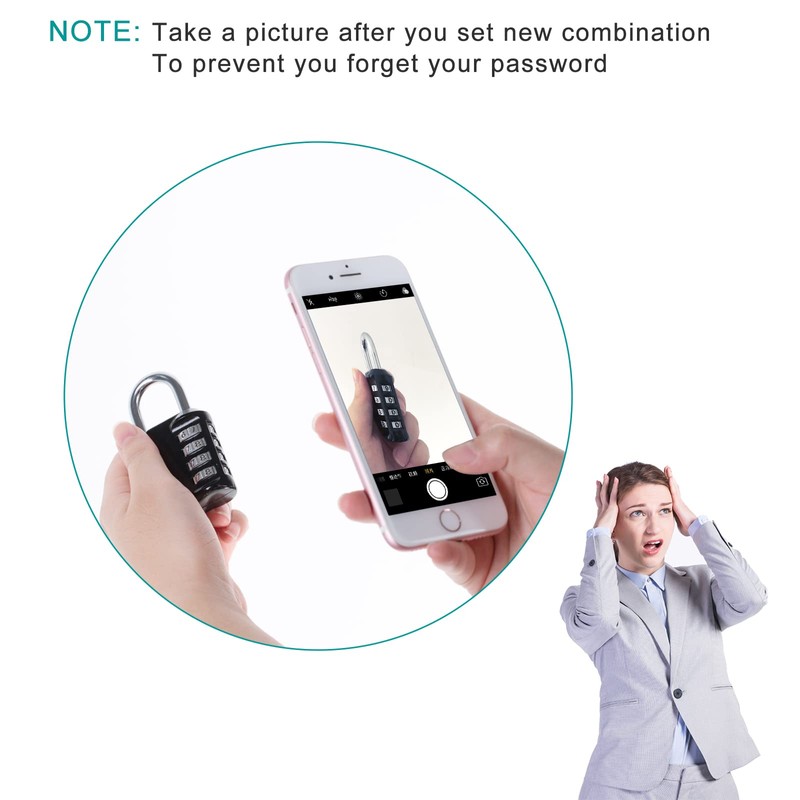 ZHEGE Combination Lock, 4 Digit Combination Padlock Outdoor, School Lock,