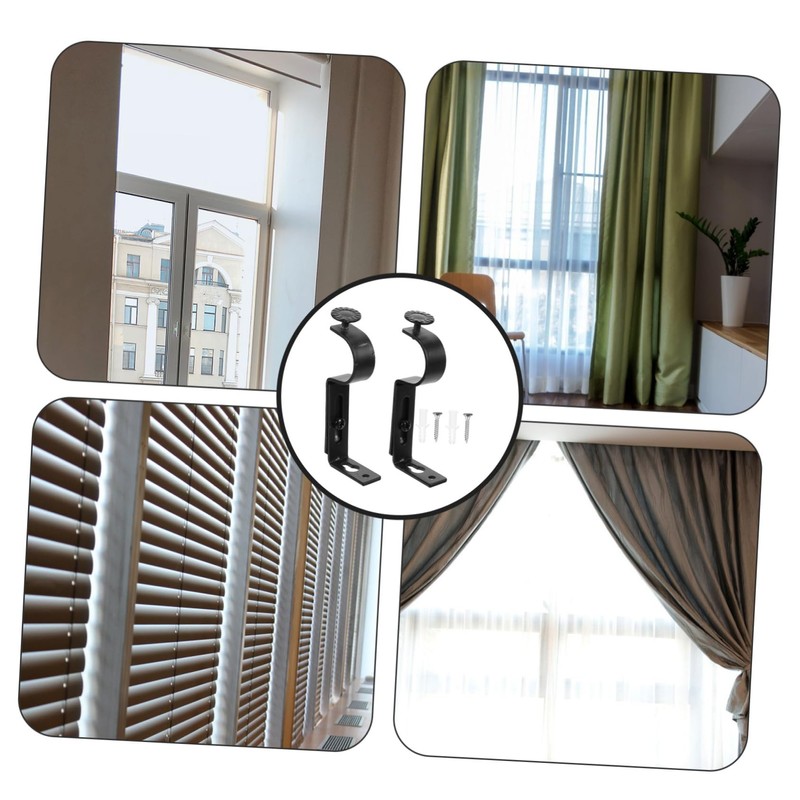 Operitacx 2-Pack Adjustable Curtain Rod Brackets Heavy Duty Wall-Mounted Support