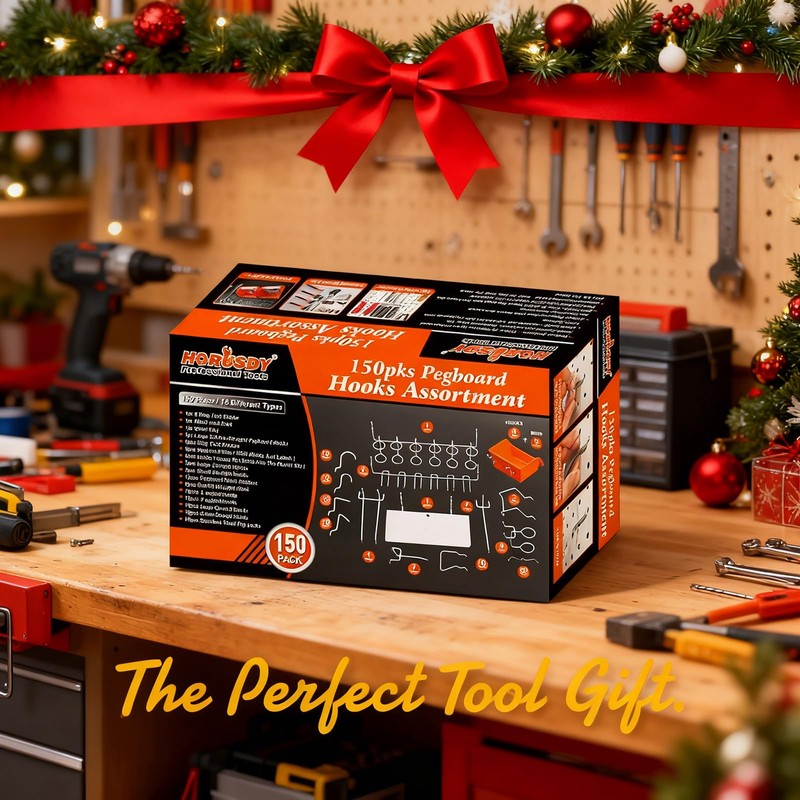 HORUSDY 150 PCS Pegboard Hooks Assortment Kit – 15 Types