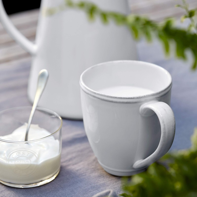 COSTA NOVA Friso Collection Stoneware Ceramic Mug 14 oz, White