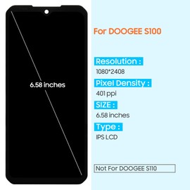 for DOOGEE S100 / S100 Pro Screen Replacement - for DOOGEE S100 LCD Display Touch Screen for DOOGEE S100 Pro LCD Glass Digitizer Full Assembly with Repair Kits