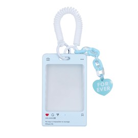 ANKOMINA Women Girls Acrylic Transparent Kpop Idol Photocard Holder Cute Love Heart ID Credit Card Sleeve Cover Protector with Pendant Keychain