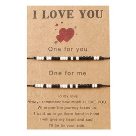 YALLNASL Morse Code Bracelets for Couples Gifts for Husband and Wife Matching Couple Bracelet for Boyfriend and Wife Long Distance Relationship Gifts Bracelets for Women Men BF GF
