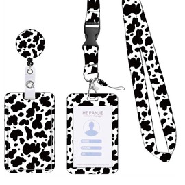 ID Badge Holder with Lanyard, Adjustable Neck Strap Lanyard with ID Hard Card Cilp for Nurse Teacher Doctor Identity Display(Black)