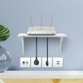 ZLLkeji Wandregal Ohne Bohren Wand Schweberegal Weiß für Router Schwebendes Bücherregal Regal Ohne zu Bohren für Kameras,Baby Monitors,Webcams, Router 20 * 29 * 13.5cm