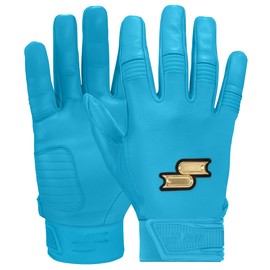 SSK Showcase Youth Baseball Batting Gloves - Durable Full Cabretta Leather Glove - 8 Colors (Columbia, Large)