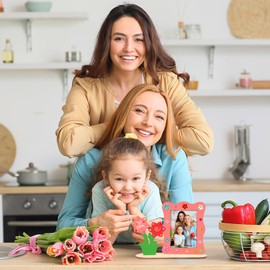 DKINY 4pcs Flower Garden Wooden Photo Frame for Children DIY Flower Picture Frame Made of Wood for Crafts and Painting Spring Wooden Craft Set and Photos Sticking Gift for Boys Girls Birthday First