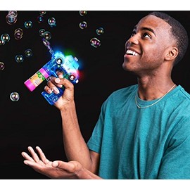 A Light Up Police Car Bubble Machine Blower with Sound Effects by Blinkee