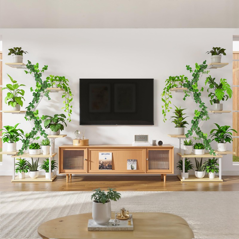 MemoCastle White Plant Shelves with Grow Lights: 7-Tier 65" Tall