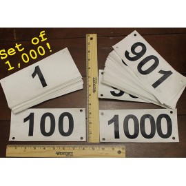 BlueFootedTiming Race Numbers set of 1,000 economy competitor tryout Tyvek bib numbers 3.5" x 8" - 1-1000