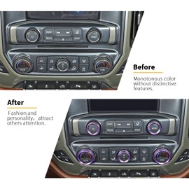 Voodonala for Silverado Radio AC Knobs Air Conditioner Switch Button Center Console Switch Knob Cover Trim for 2014-2018 Chevy Silverado GMC Sierra Accessories Aluminum Alloy, Purple 8pcs