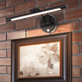 MantoLite LED Dimmable Bathroom Vanity Light Fixture 16inch Cabinet Picture Wall Lights, Indoor Lightings Wall Sconce with Ajustable Arm Bedside Reading Lamp, Pulg in Display Lamps (Black, 3000K 8W)