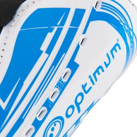 Optimum Velocidade Ankle Protect Shinguards - Strap Closure Hockey Shin Pads - Shin Protection Guard - Perfect Ankle Guard for Soccer, and Football - White/Blue, Medium
