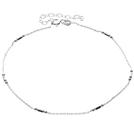 SilverAmber Jewellery UK - 925 Fine Sterling Silver Anti-Tarnish Coated Triple Beads Plain Anklet Bracelet with extender - GA-ANK5