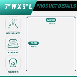 Wonderjune 50 Pack Heavy Duty Wide Landscape Staples, 7 Gauge Galvanized Steel Turf Stakes Garden Stakes Bulk, U Type Anchor for Grass, Securing Weed Barrier Fabric, Pipes, Sod (9"x7")