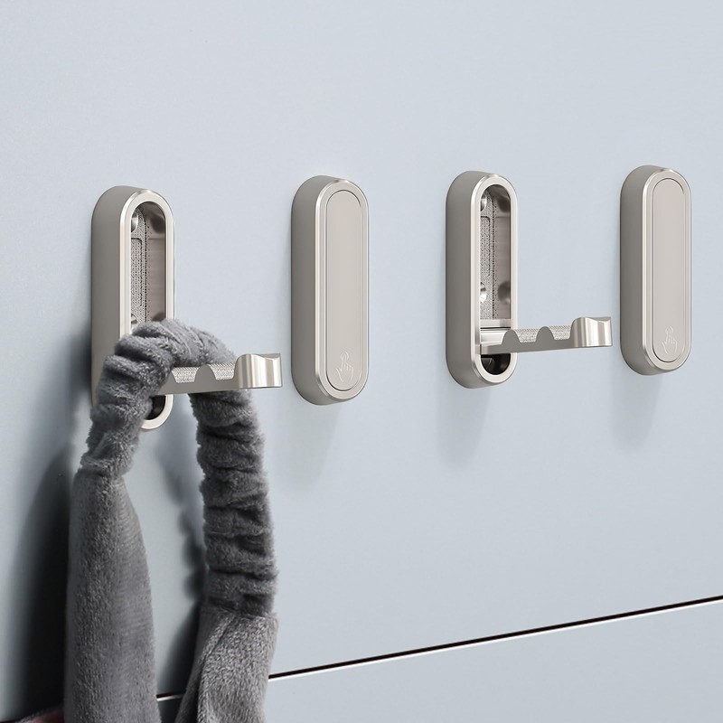 2 Pack Silver Foldable Wall Hooks Heavy Duty - Invisible