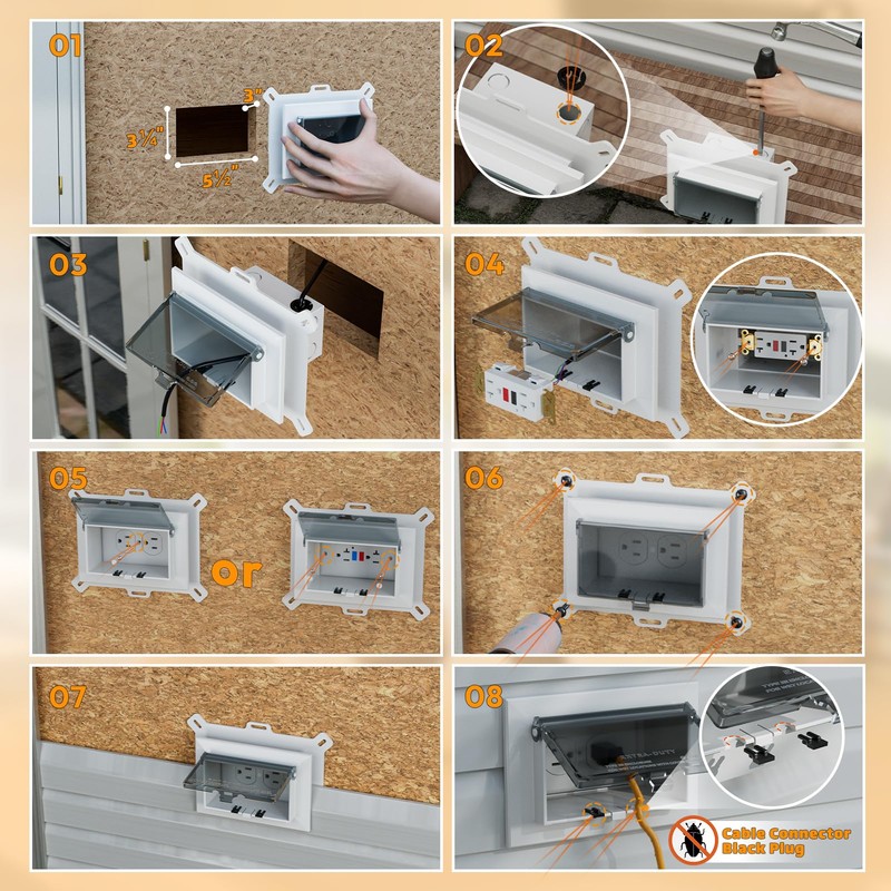 2 Pcs Recessed Outlet Box, DBHS1C-1 Low Profile Electrical Boxes,