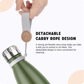 Mollcity - Botella de agua para niños, de acero inoxidable de 12 onzas, con aislamiento al aspiradora, para volver a la escuela, botella de agua pequeña para niños (verde zacate)