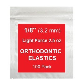 Orthodontic Rubber Bands for Braces - Premium Quality Elastic Teeth Rubber Bands for Braces, Fix Tooth Gaps, Dreadlocks, Includes Free Elastic Placer- Light Force 2.5 oz, 1/8 Inch, Natural (100 Pack)