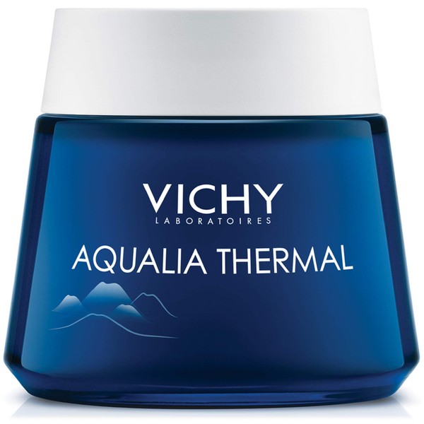 Vichy Aqualia Thermal Spa Face Night Cream and Overnight Mask with Hyaluronic Acid, Moisturizer for Face and Neck, Moisturizing Night Time Anti Wrinkle Cream, Light Scent, Paraben Free