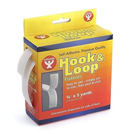 Hygloss Products Self Adhesive Strips - 15 Feet x 3/4 Inch Hook and Loop Fastener Sticky Back Tape With Dispenser, White