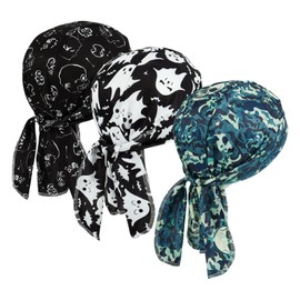 DOCILA Do Rags Skull Cap for Men Gothic Skeleton Ghost Helmet Liner Bandana Motorcycle Durag Head Wrap Cycling Outfits