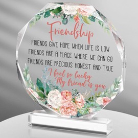 Gift for Friend Friendship Gifts for Women Friend Friendship Birthday Gifts for Women Cheer up Gift Acrylic Heart Butterfly Keepsake Paperweight for Home Office Table Shelf (Nonagon)