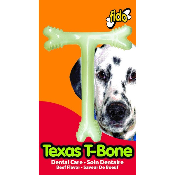 Fido Texas T-Bone Dental Dog Bone, Beef Flavored, Large 6-1/2"