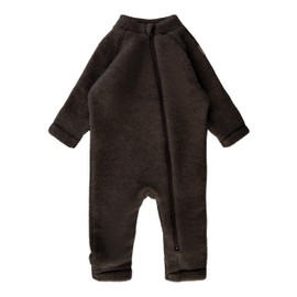 Mikk-line Walkoverall, Wollwalk Overall for Baby and Toddler, Pyjamas Made of 95% Wool, 100% Mulesing-Free Merino Wool, Without Feet, Dark Brown Melange, 92