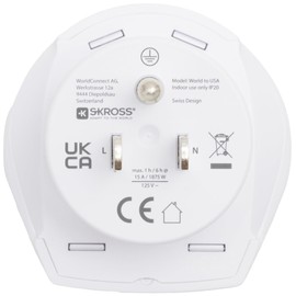 SKROSS | 1.500221-E | World to USA | Reiseadapter mit amerikanischem Standardstecker und Universalbuchse - Stoßfester Schutz