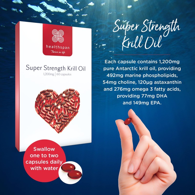 Healthspan Krill Oil 1,200mg | Super Strength | 60 Capsules