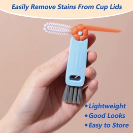 SANZUCHAN Crevice Cleaning Brush，Bottle Brushes for Cleaning，3 in 1 Cup lid Cleaning Brush for Bottle Gap Tight Spaces Bottle，Multifunctional Portable Cup lid Cleaning Brush (3PCS Flowers)