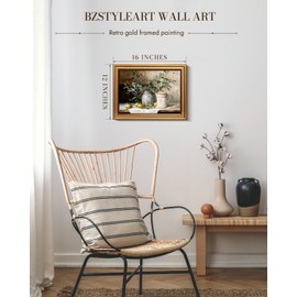 Bzstyleart Vintage Wall Art Decor for Living Room,Gold Framed Canvas Wall Art Home Decor Aesthetic,Afternoon Still Life Artwork Prints,Canvas Picture Print Artwork