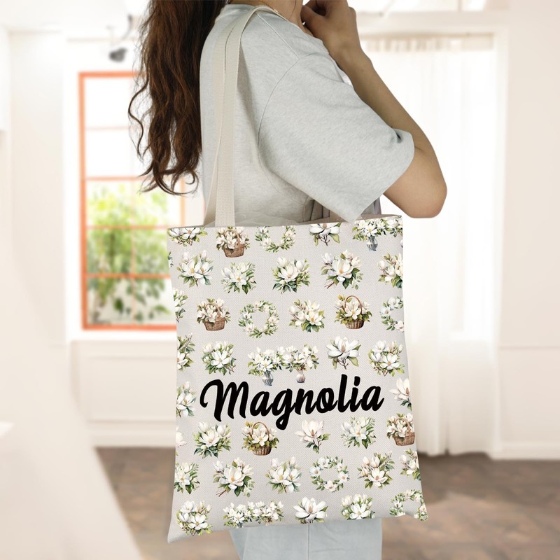 JXGZSO Magnolia Canvas Tote Bag White Magnolia Flowers Lover Gift