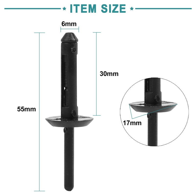 ACROPIX Plastic Jeep Rivet Clip Fasteners for Wrangler JK Black